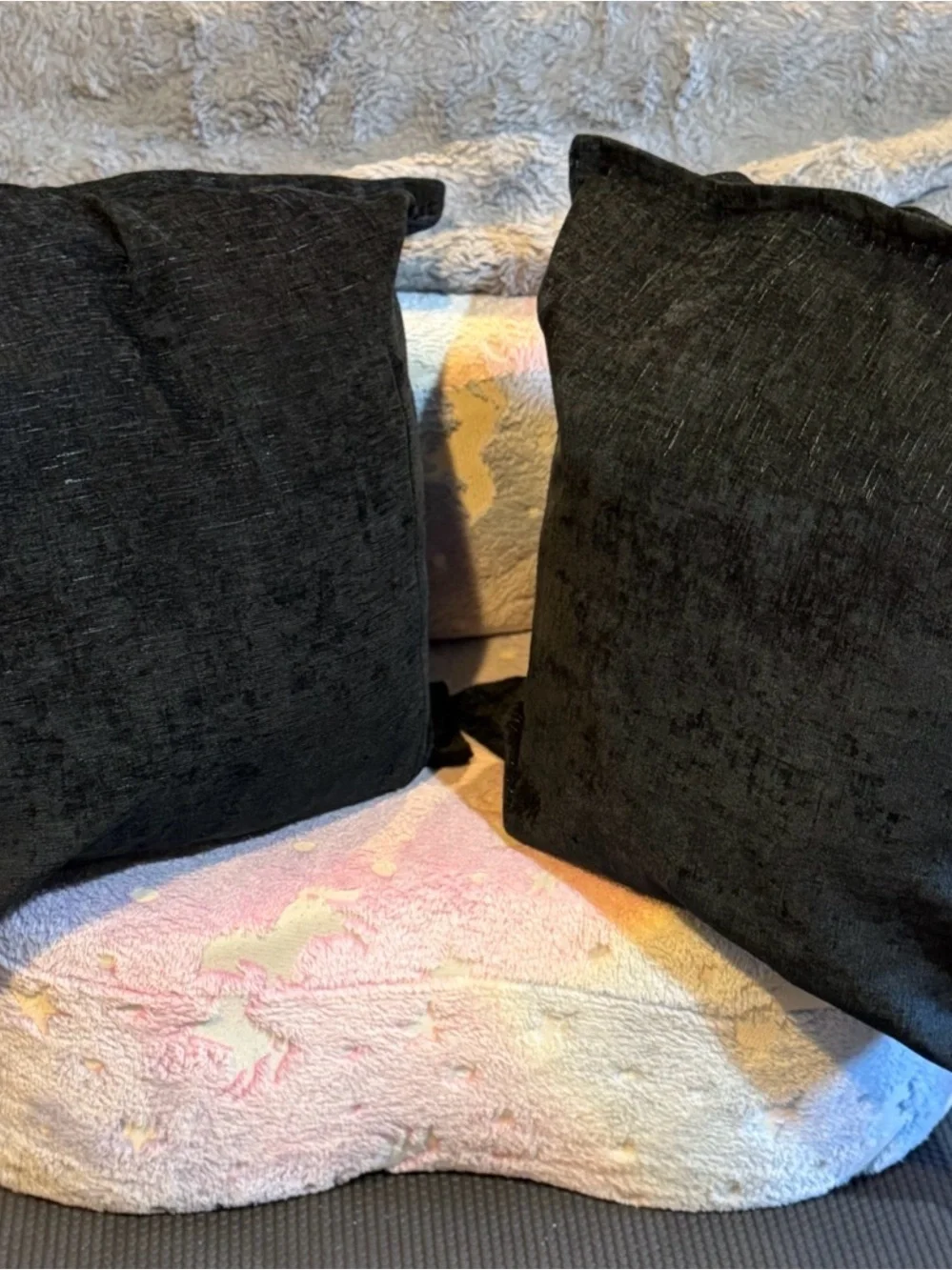 Set of 2 Black Decorative Throw Pillow Cover with Pillows